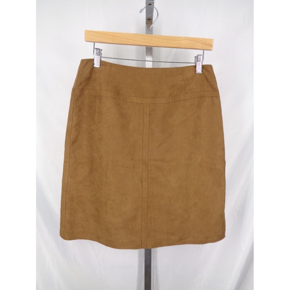 Ann Trinity Faux Suede Skirt Size 8 Brown Vintage Boho New